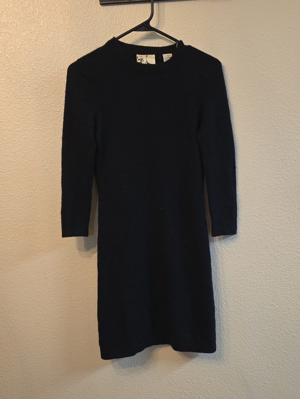 Barneys New York Black Long-Sleeve Crewneck Dress